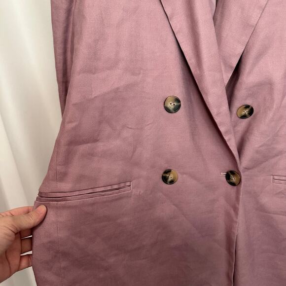 NWT Anthropologie Maeve Double Breasted‎ Linen Blazer Lilac Sz 12 Modern Career - Picture 5 of 11
